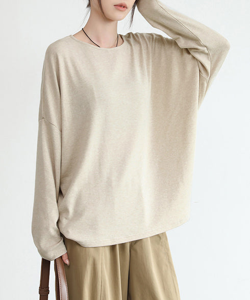 ドルマンスリーブロンTゆったりカットソー レディース オーバーサイズロングTシャツ 落ち感秋服 大人可愛いプルオーバー クルーネックトップス長袖 抜け感体型カバー 2SHENSHI-002